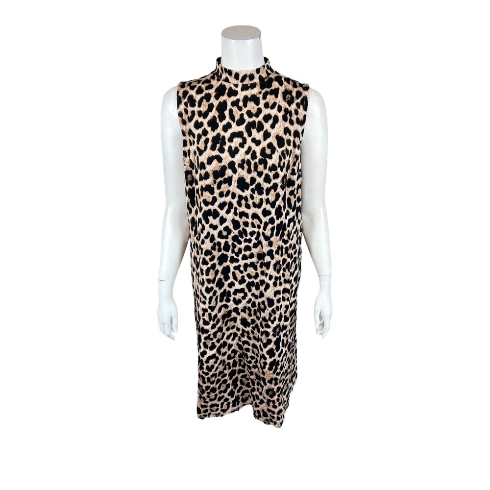 Girl With Curves Regular Ponte Mock Neck Midi Dress Neutral Print Small Size